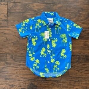 Boys Tropical Palm Tree Shirt, Blue, Size 4T